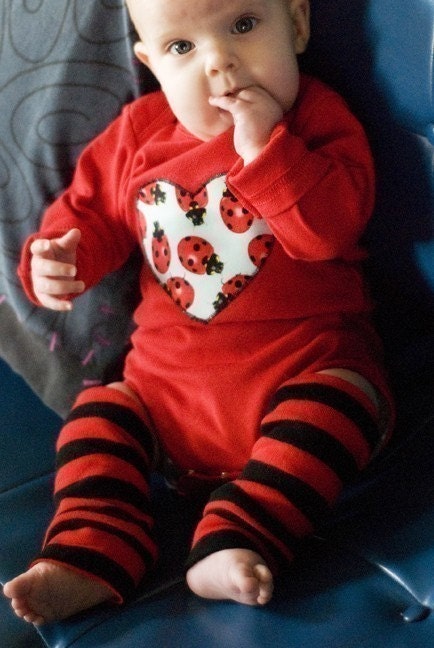 DESIGN YOUR OWN--LADYBUG LOVE--APPLIQUED ONESIE and LEG WARMER COMBO--CHECK LISTING FOR SIZE and COLOR AVAILABILITY