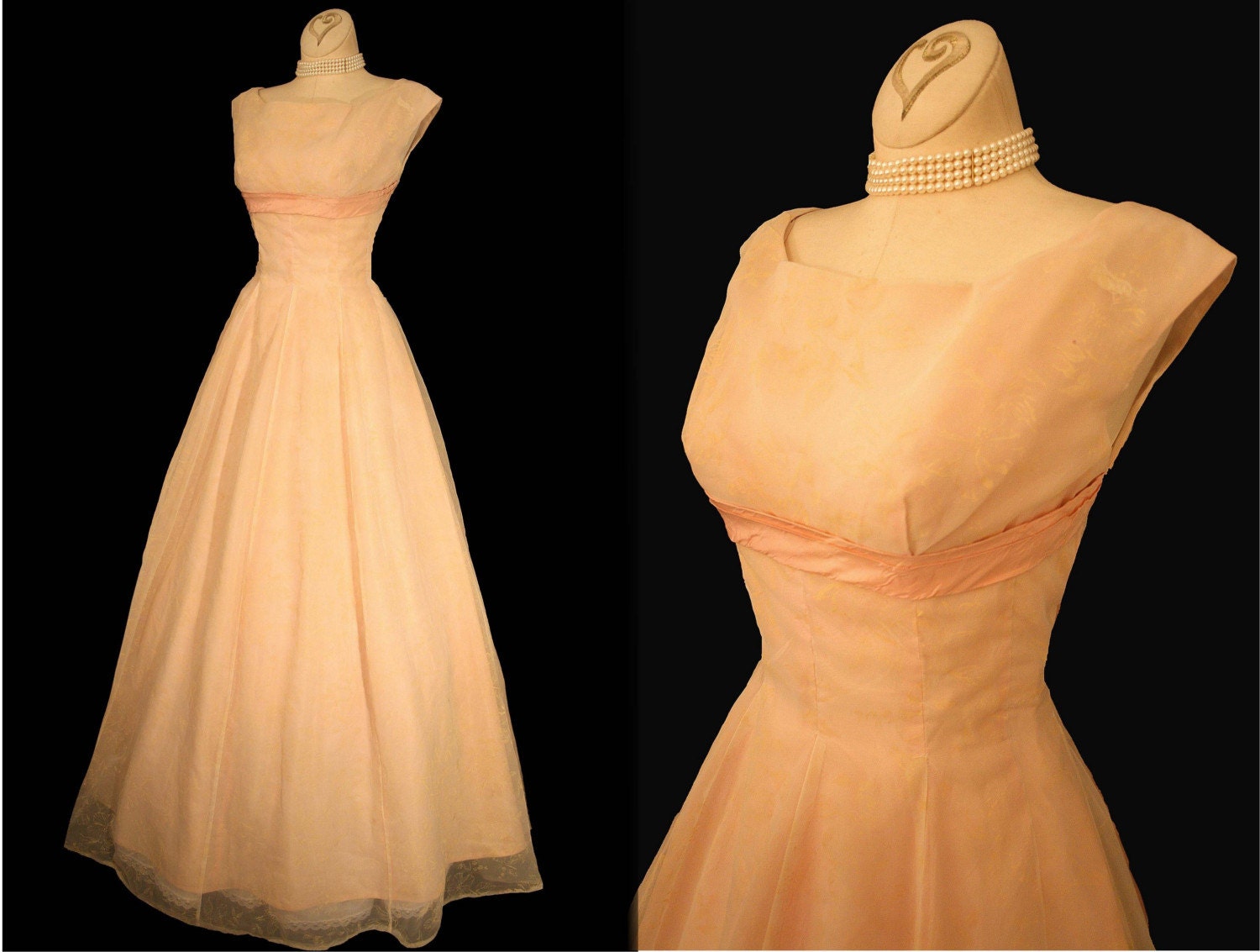 Vintage 40s 50s Harry Keiser Shelf Bust Pink  Party Wedding Dress