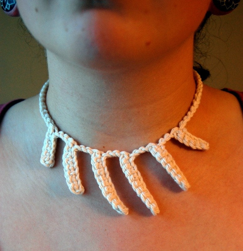 crocheted bone necklace