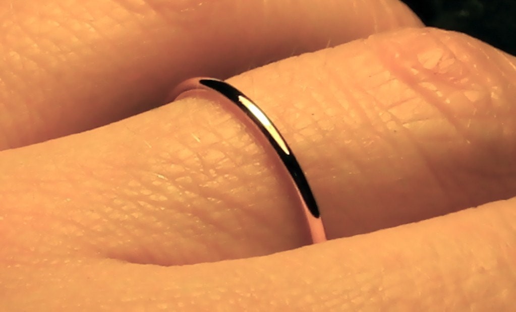 petite solid 14k gold handmade smooth round stacking ring band in 14 karat pink ROSE gold