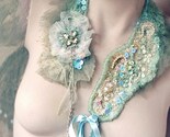 Aqua - unique hand sewn/embroidered wearable art neck adornment collar