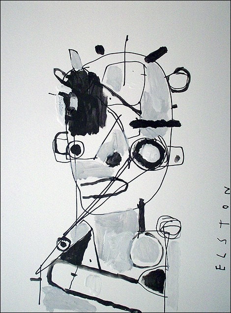 LOST ART 953 . original abstract face painting / ELSTON