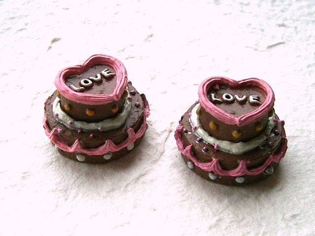 Cute Japanese Sweets Cabochons - Chocolate Cake LOVE and HEART