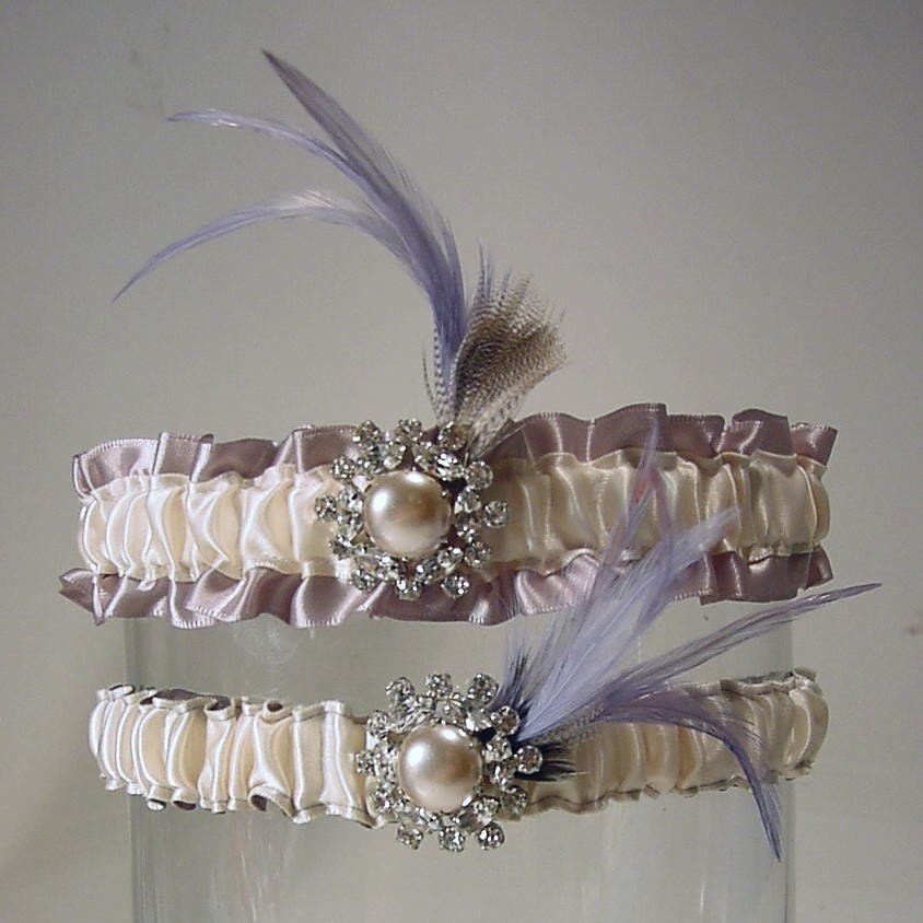 Claire de Lune Garter  a PETERENE ORIGINAL feathers and bling HOLLYWOOD