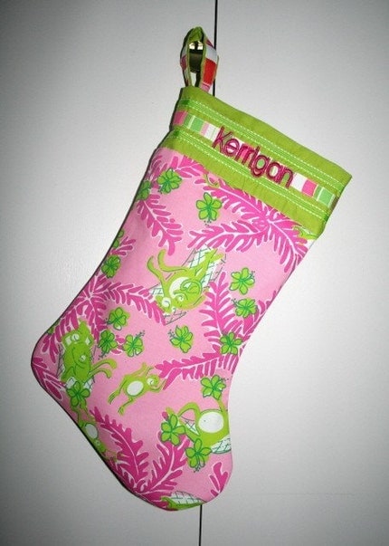 Lilly Pulitzer  Custom Crafted Monogramed Christmas Stocking