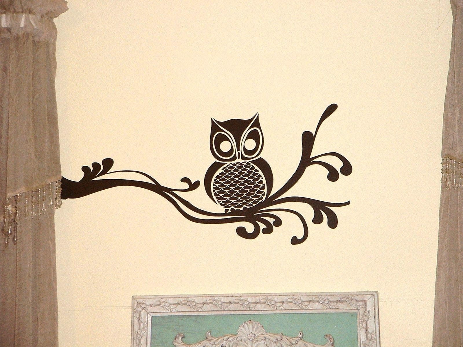 Owl on Fancy Branch Wall Art Decal
