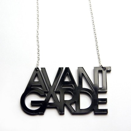avant garde typography acrylic necklace (black)