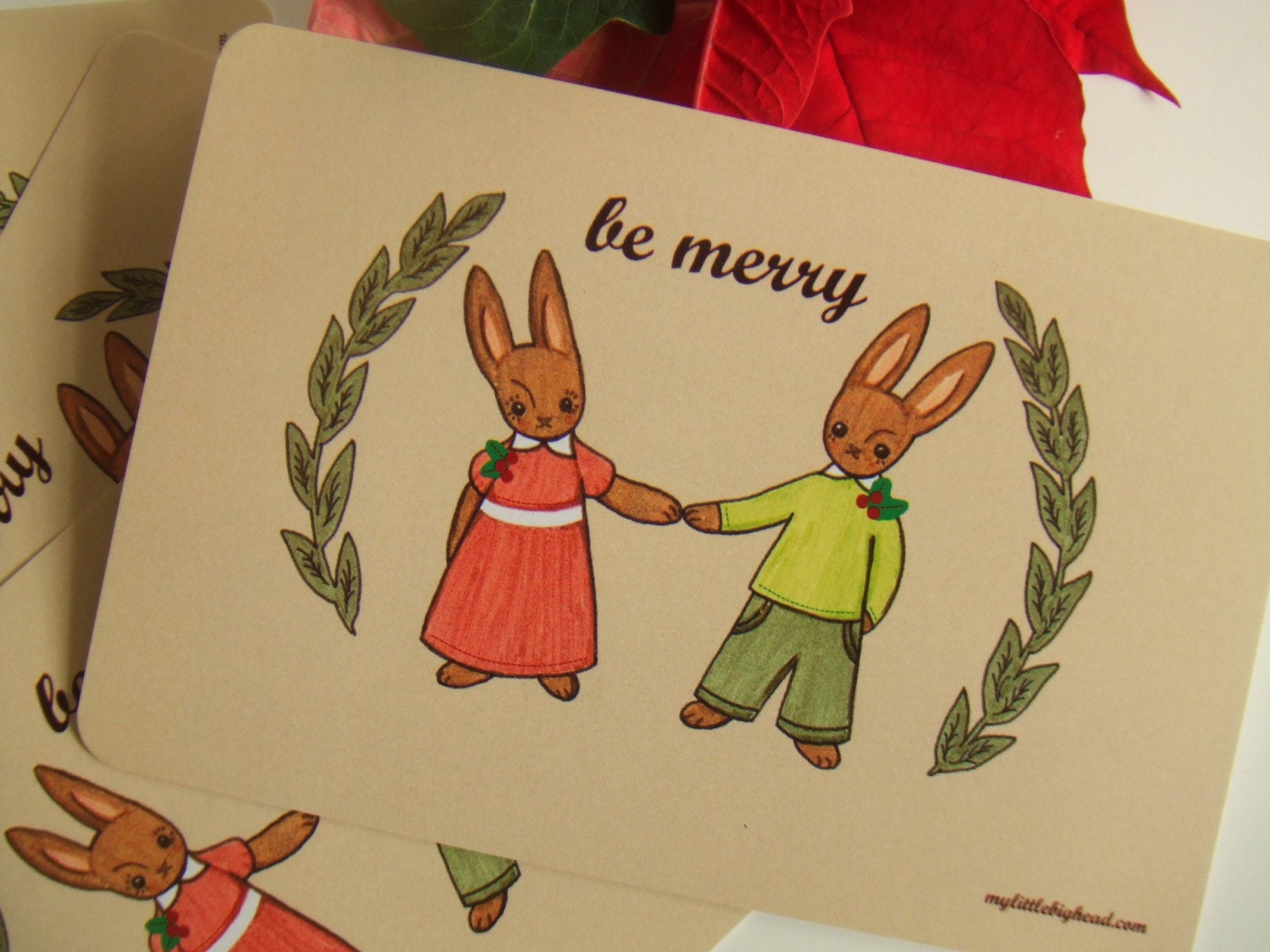 Be Merry Holiday postcards set of 10
