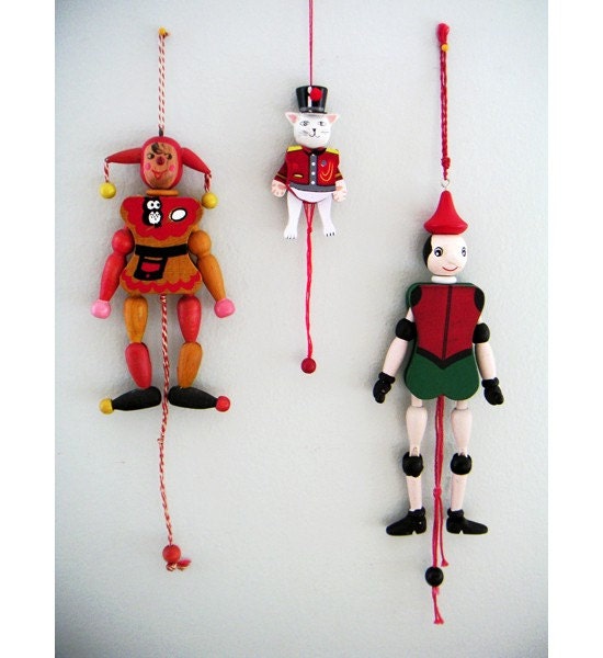 Vintage wooden holiday ornaments - Jester