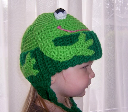 Frog Hat in All sizes The Mouth Color is Now Red Unless you request Pink