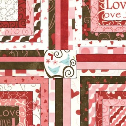 Moda Lamour Valentine Ivory and Red Hearts