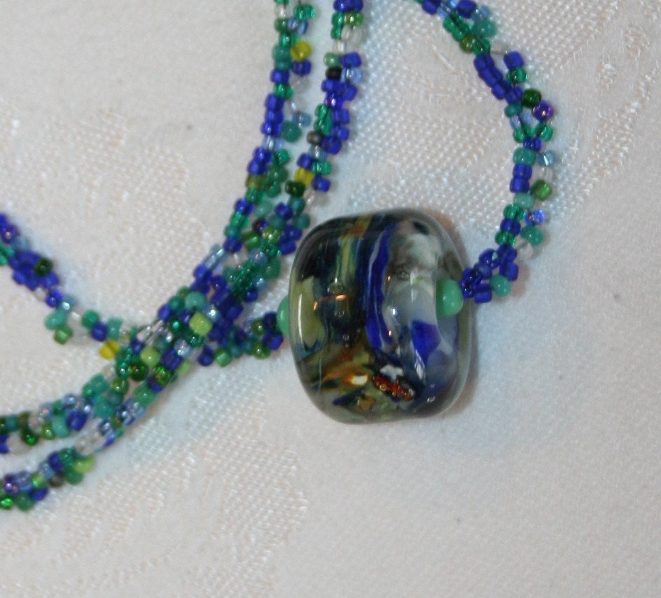 Coco Bleu Tourbillonner Lampwork and Seed Bead Necklace