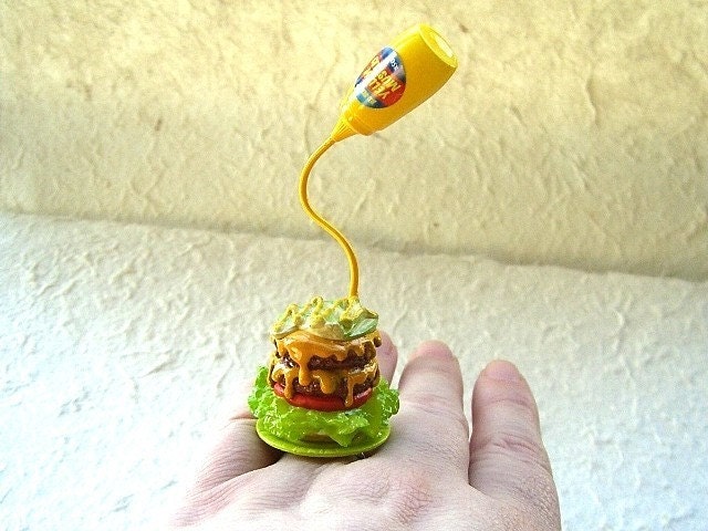 Kawaii Cute Japanese Floating Ring - Hamburger With Mustard
