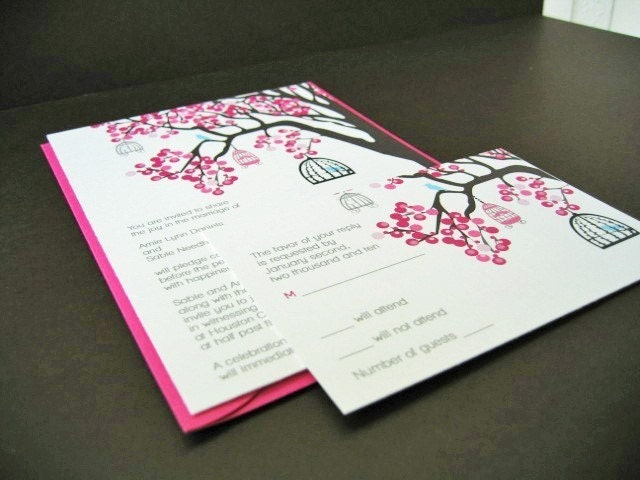 Beautiful Birds in Bloom - wedding invitation sample set