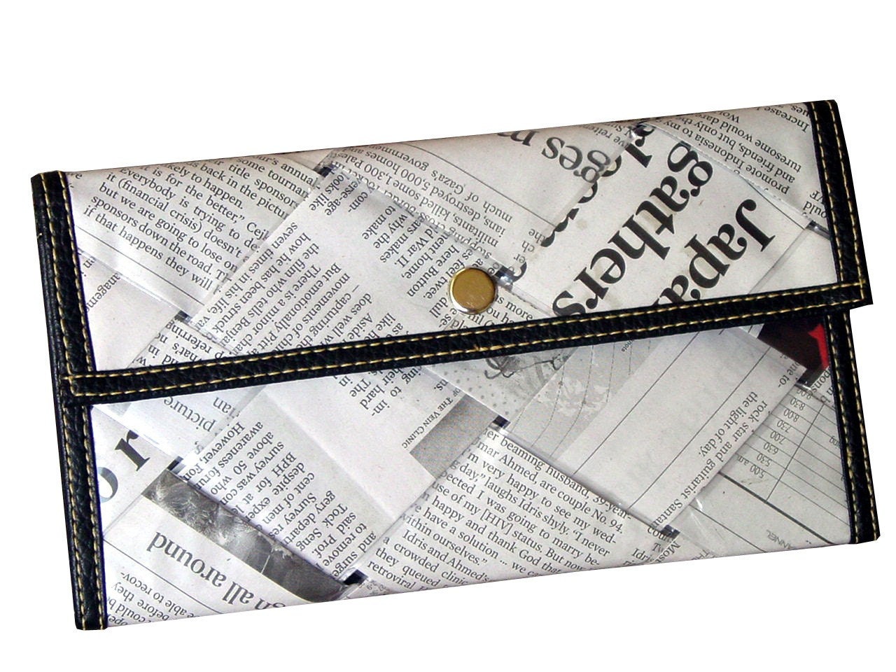 Recycled newspaper snap wallet