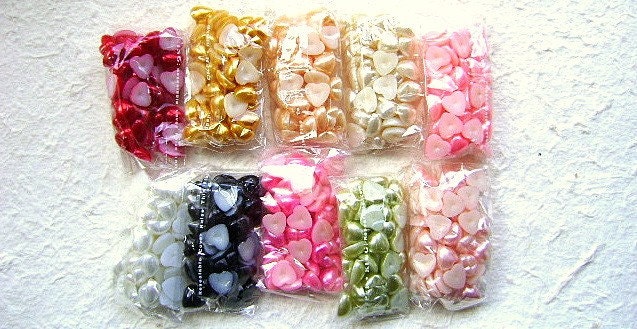 Flat Back Pearl Heart  Cabochons 10 Colors 8mm 500 Pieces  Wholesale