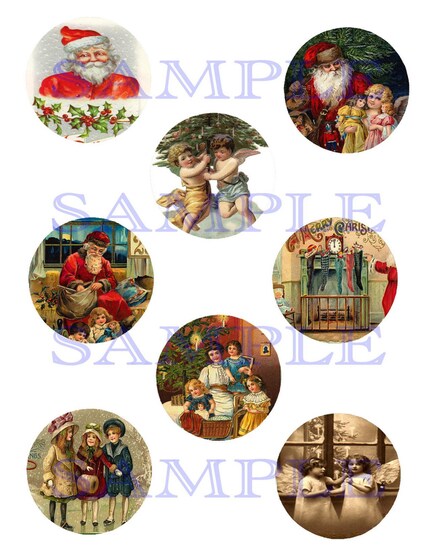 INSTANT ACCESS to my VINTAGE HOLIDAY IMAGE SHEETS -- 284 GIFT TAGS, GLOBES, BUTTONS, MORE...PAY NO SHIPPING