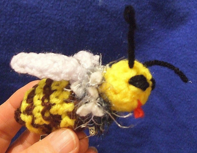 handmade crochet honey bees art