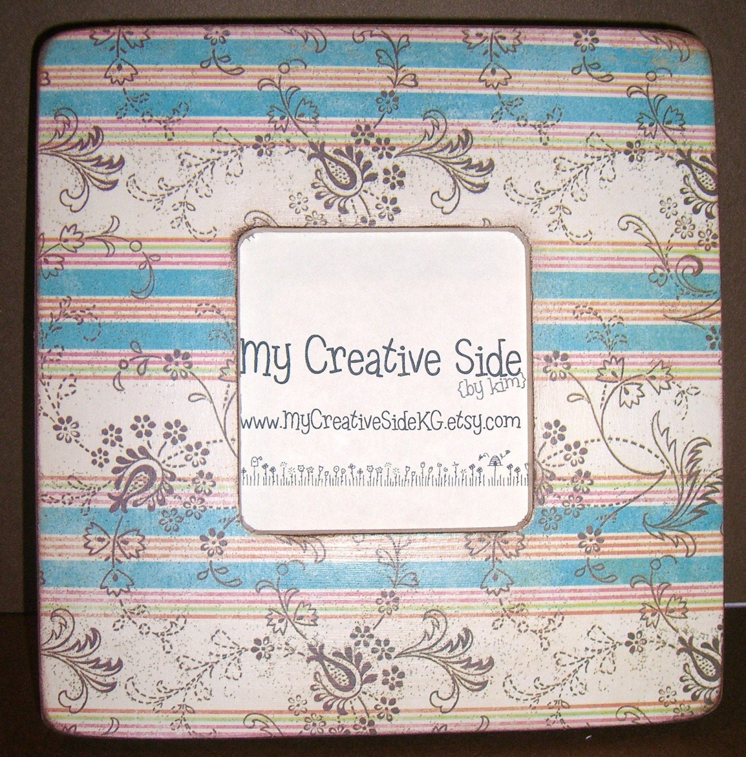 Frame - Stripe and Floral Scroll
