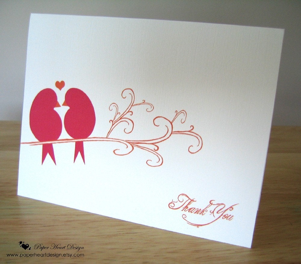 Love Birds Wedding Thank You Card