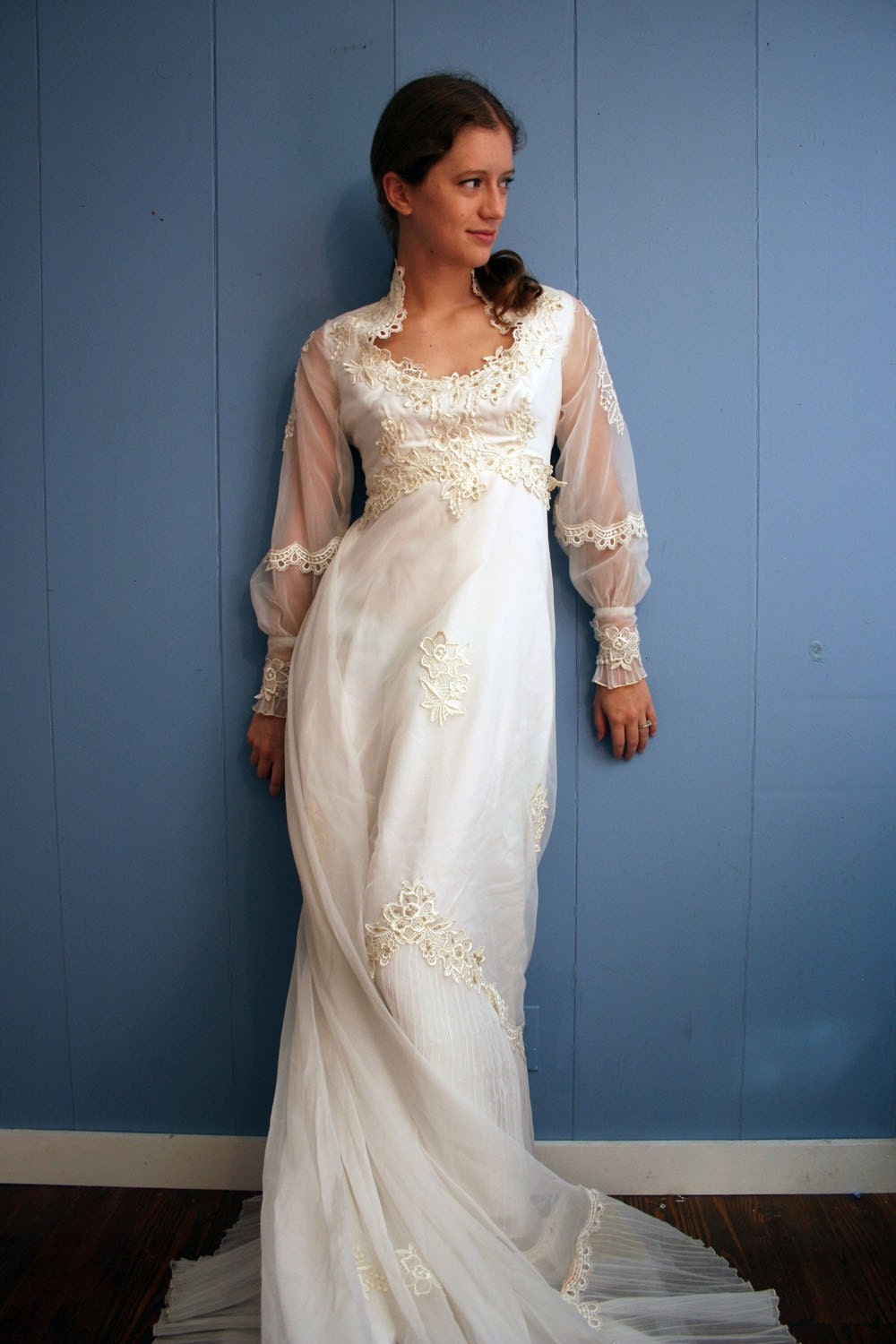 Reserved for Lamoo . Vintage Airy Chiffon Wedding Dress