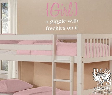 Girl A Giggle with Freckles on It Wall Design Decal You Choose TWO Colors FREE US SHIPPING