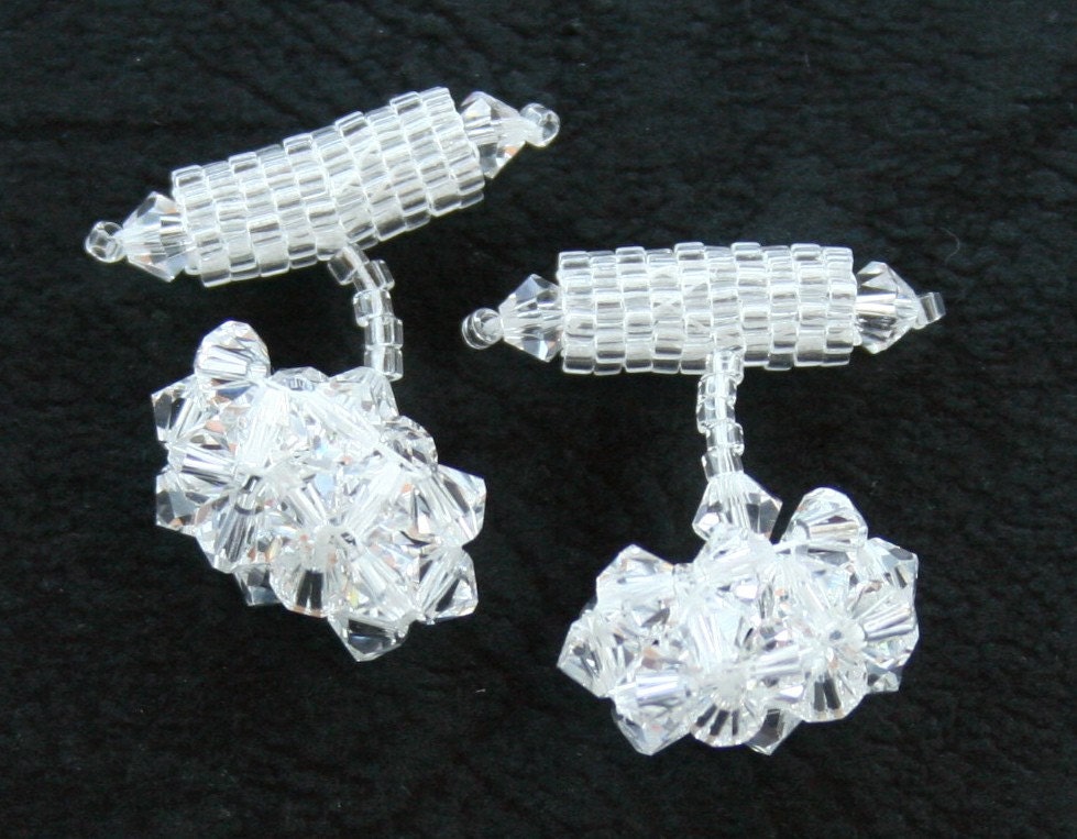 Sparkling Swarovski Crystal Cuff Links Beadwoven Elegance