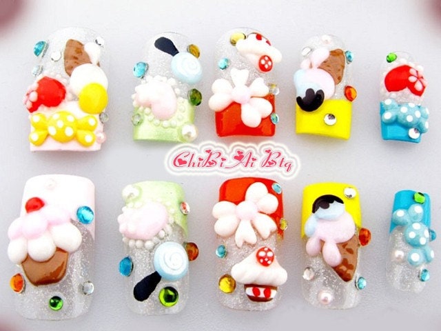 Sweeties japanska lösnaglar uppsättning av 10 (P00183)
