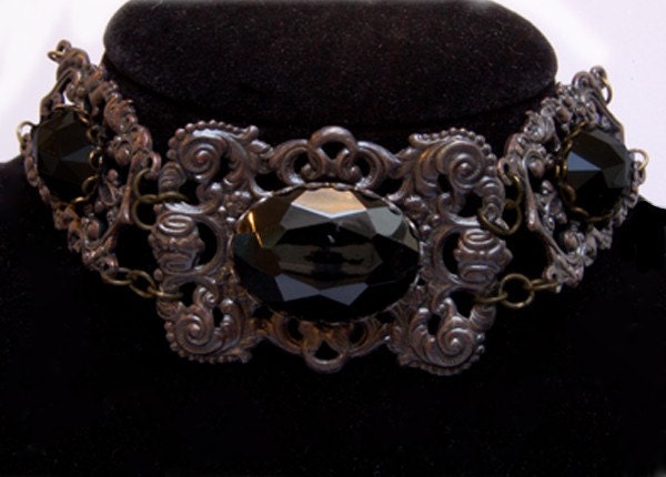 Gothic Vampire Victorian Jewelry Choker Necklace - Goth Halloween Jewellery - Immortal Beloved Choker
