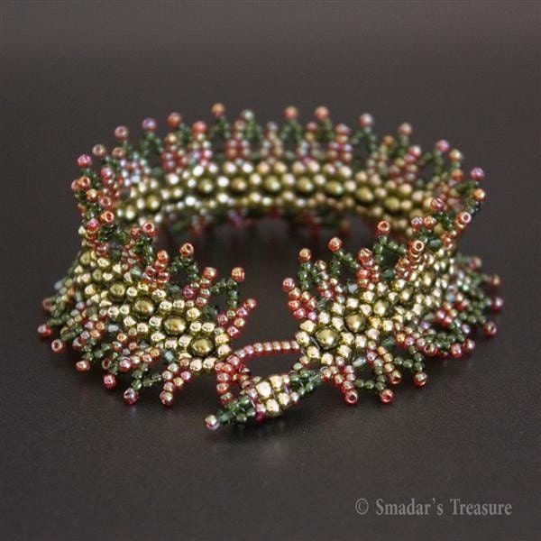 Spiky Leaves Red and Green Bracelet