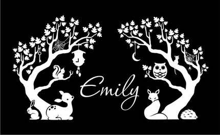 Personalized Fairytale Forest Scene vinyl wall decal 12x24