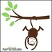 Swinging Jungle Monkey on Branch You Choose TWO Colors FREE US SHIPPING Trendy