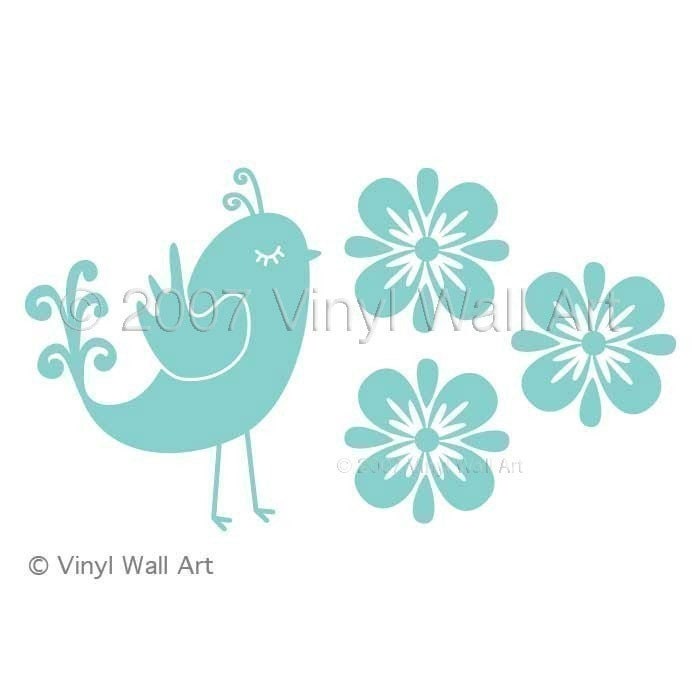 Small Quail and Flowers Wall Decals
