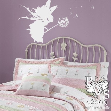 Fairy Blowing Dandelion Whimsical Wall Decal FREE US SHIPPING You Choose Color