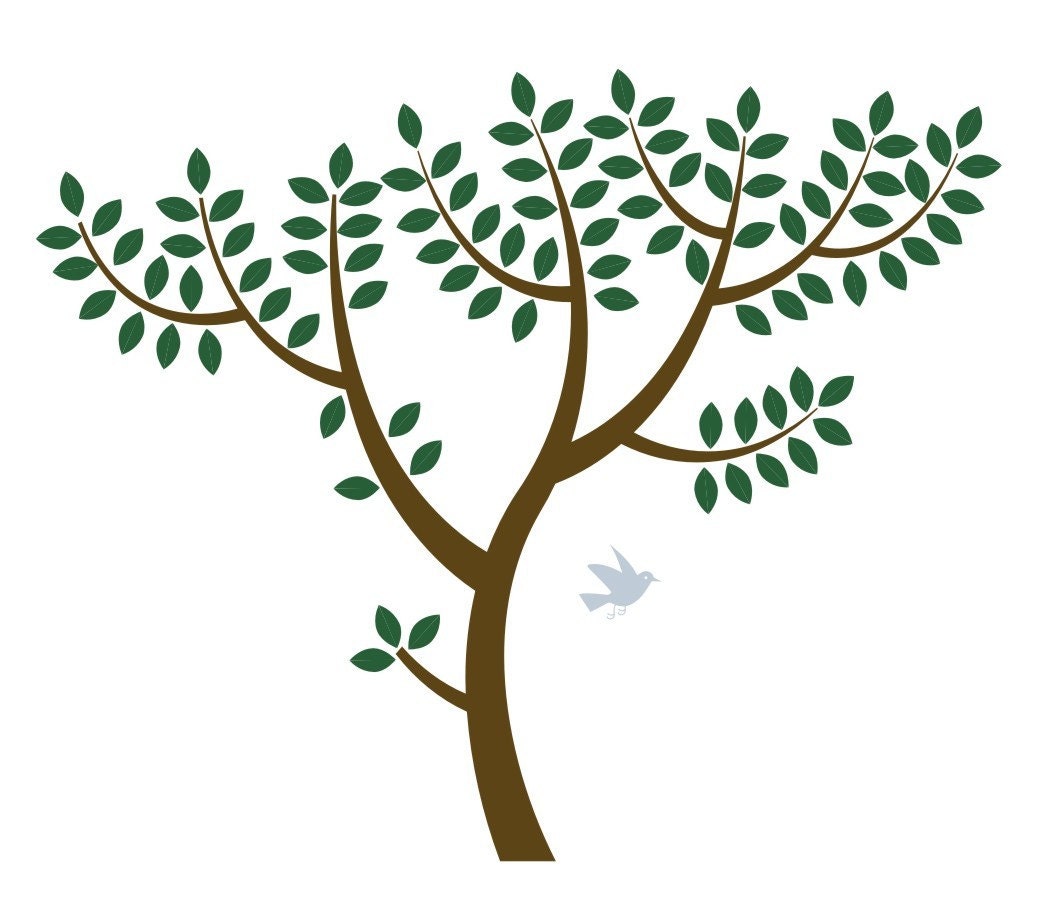 Tree with flying bird vinyl wall decal