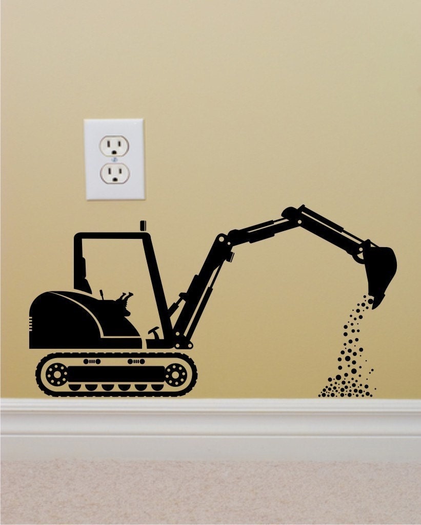 Construction Backhoe Silhouette vinyl wall decal