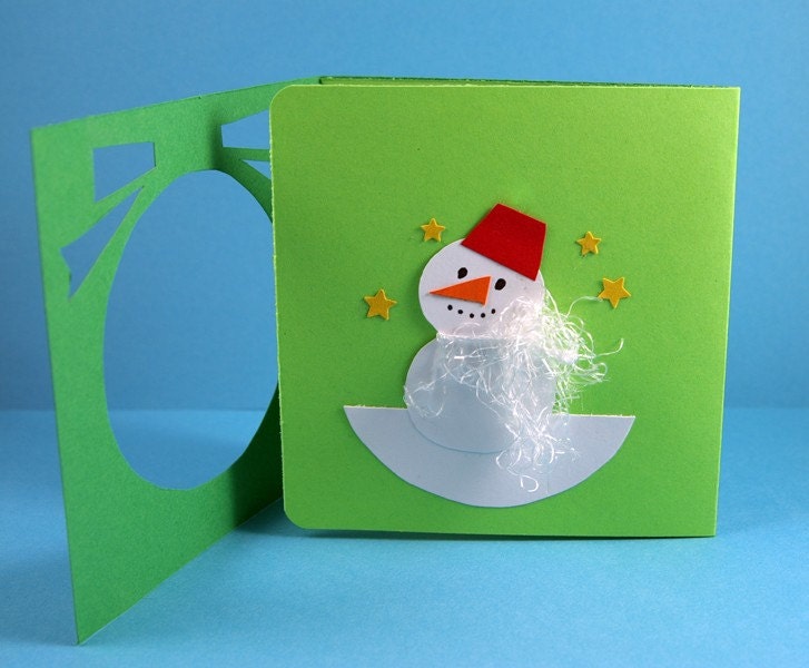 Green Holiday Snowman Christmas Card