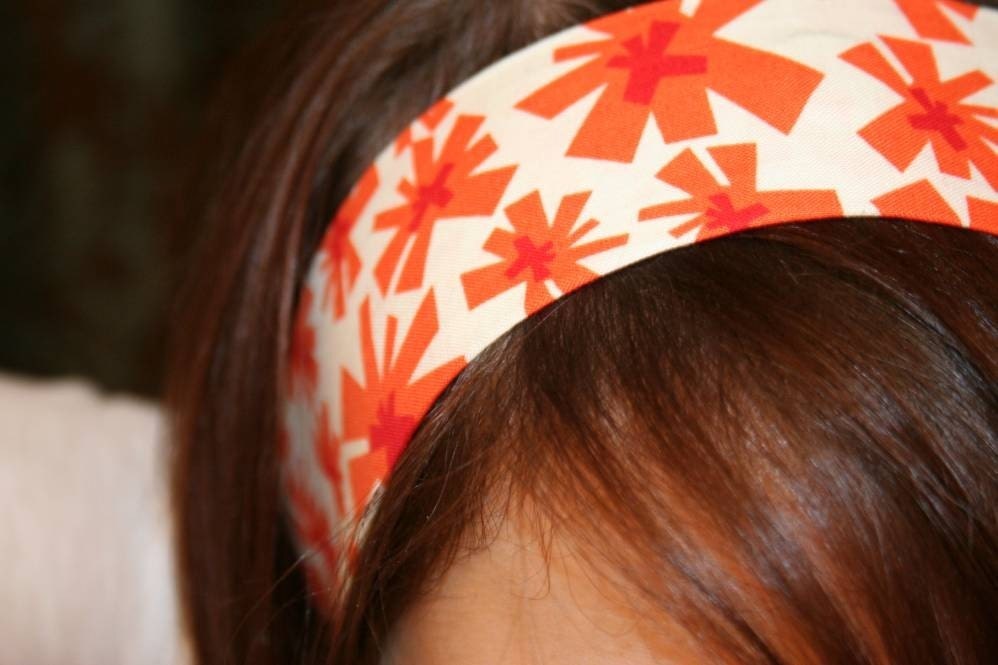 Orange Red White Geometric Flower NO SLIP headband