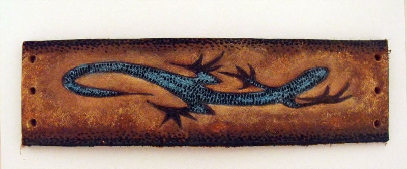 Leather lizard cuff bracelet