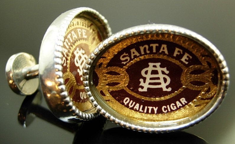 J50 NEW Cufflinks Vintage Cigar Wrapper Santa Fe Quality Brand