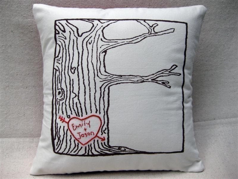 custom heart -- tree print pillow cover -- personalized with your names or initials