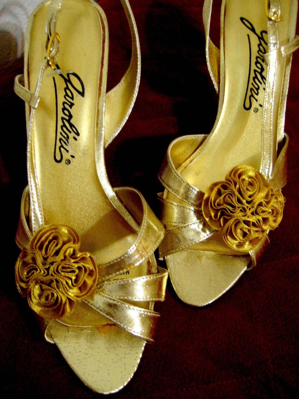 Vintage Gold Rosette Heels - Bridal or Formal