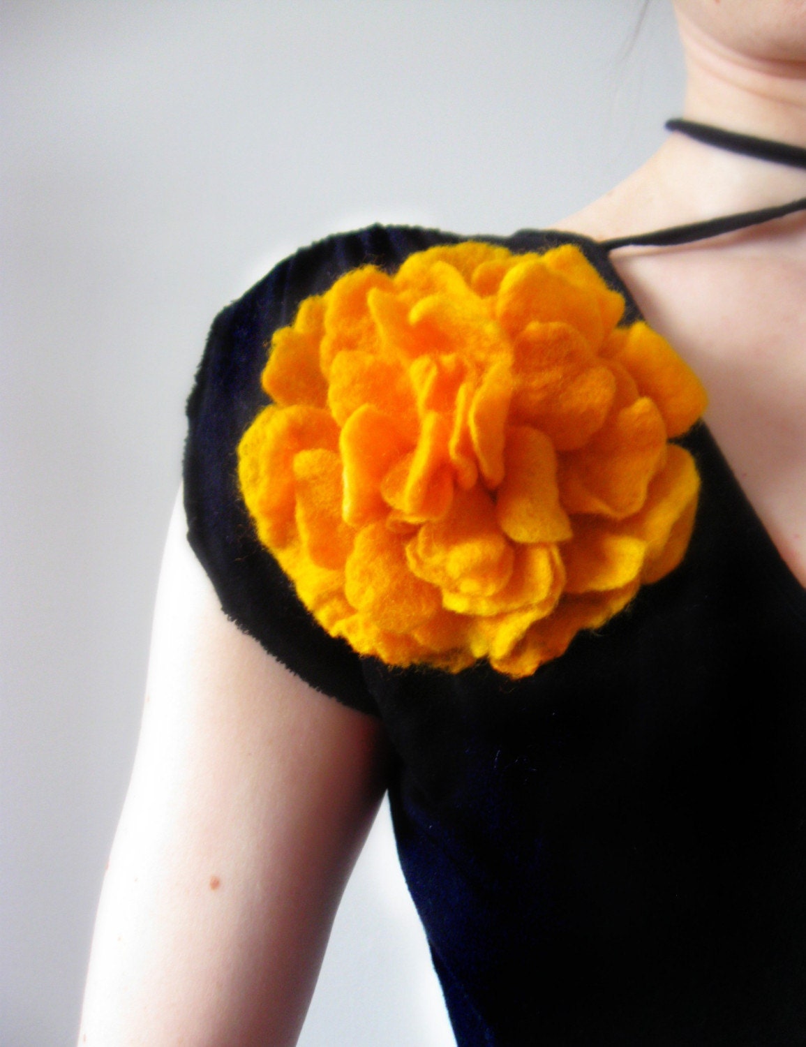 Bright Yellow Flower Brooch - Hand Felted From Wool-Size Large