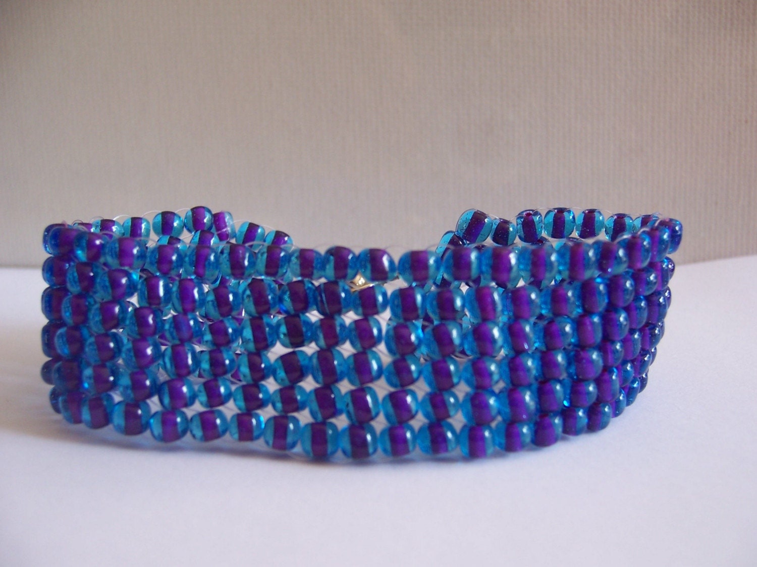 Beaded  Purple and Blue Bracelet