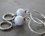Blue Lace Agate Antiqued Sterling Silver Ring Earrings