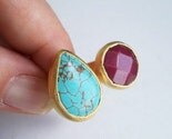 TURQUOISE AND RUBY DUAL RING BY ANTIQUE STYLE COLLECTION