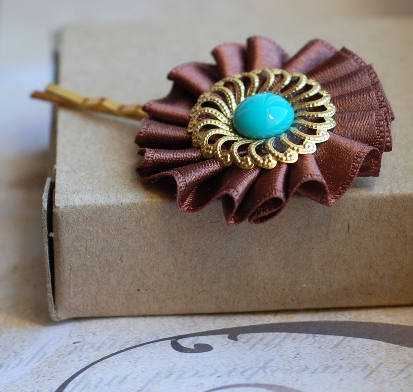 Chocolate and turquoise Hair Pin