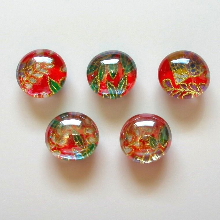 Summer Fire -- japanese paper marble magnets