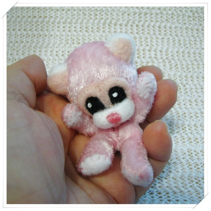 Chibi Chibitude Hand                                             made Felted and Stuffed Mini                                             Bear Kuma Critter Cutie