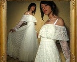vintage 70s // cream lace Victorian dress // off-shoulder // sz XS S